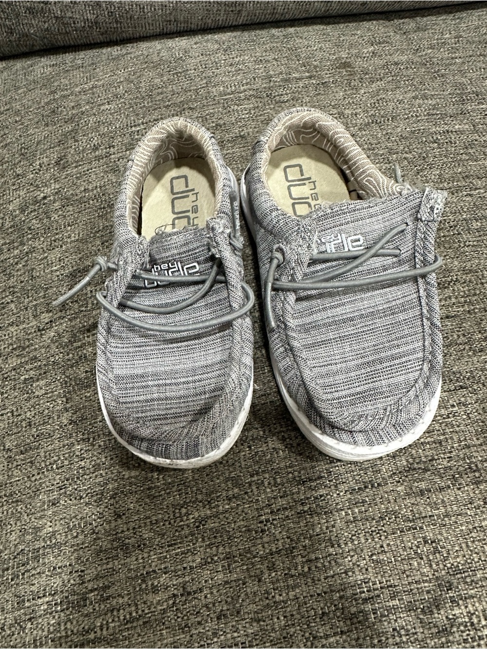 Kids Gray Knit Slip-On Sneakers